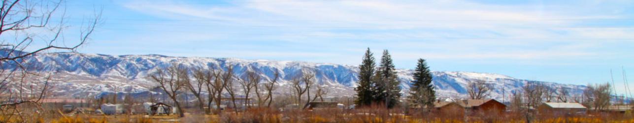 Snowy mountain and lake