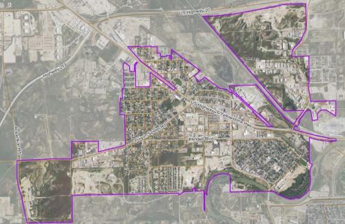 Aerial Map with purple markings