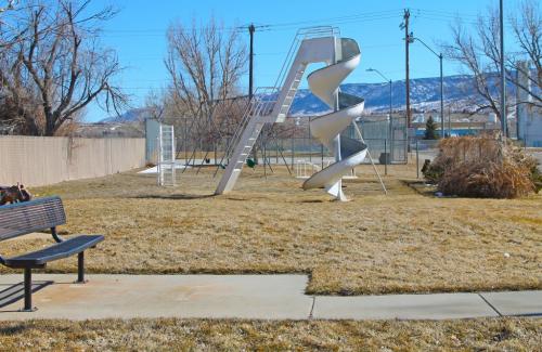 Playground with a swirly slide