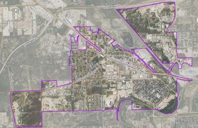 Aerial Map with purple markings