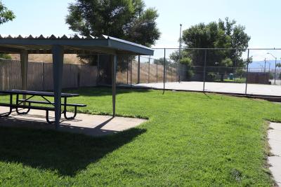 Pavilion and tennis court view