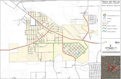 Map of Streets in the Town of Mills